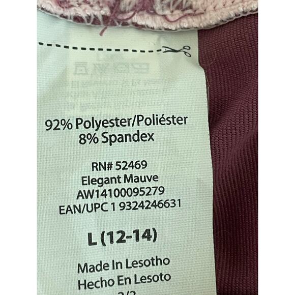 High Waisted Mauve 7/8 Leggings L Stretch Athleisure Activewear Elegant Mauve - Picture 3 of 8